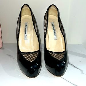 Brian Atwood black patent leather platform pumps. Size 37.5